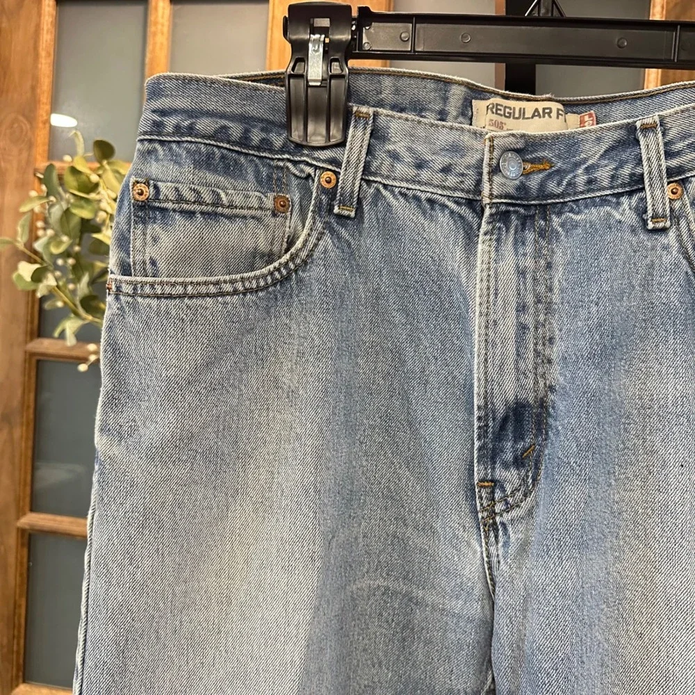 Levi's 505 Jeans Mens 36x30 Blue Regular Fit Light Wash Denim Classic Casual